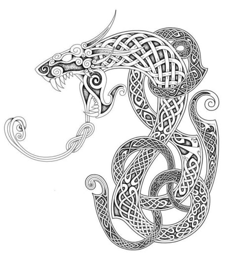 Jormungandr Tattoo, Viking Dragon Tattoo, Runes Tattoo, Tattoos Celtic, Traditional Viking Tattoos, Viking Knotwork, Celtic Tattoos For Men, Celtic Dragon Tattoos, Norse Mythology Tattoo