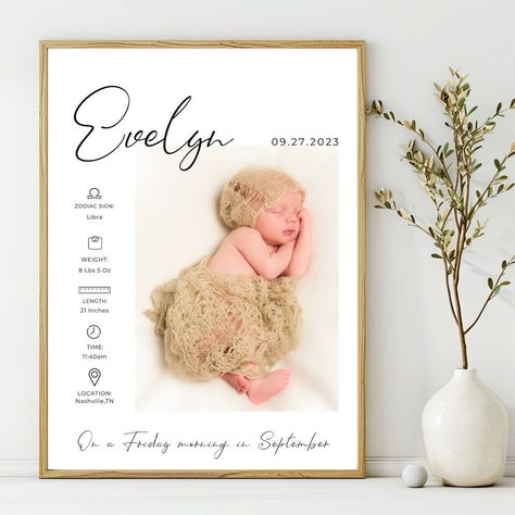 Understanding Baby's Development: Newborn Stats Posters Birth Stats Template, New Parents Gift, Birth Stats Sign, Baby Birth Stats, Newborn Birth, Birth Announcement Sign, Announcement Sign, Baby Posters, Birth Details