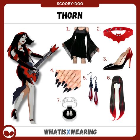 Dress like Thorn from Scooby Doo's Hex Girls with one of our most popular female costume ideas of all time! Click for our step-by-step outfit guide, just in time for Halloween... Hex Sisters Costume, Thorn Scooby Doo Costume, Thorn Hex Girl Cosplay, Easy Closet Cosplay Ideas, The Hex Girls Scooby Doo, Thorn Costume, Thorn Scooby Doo, Hex Girls Aesthetic, Thorn Hex Girl