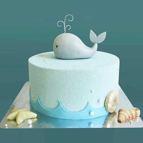 Baby Beluga Birthday Party, Whale Cake Ideas, Ocean Cakes For Kids, Whale 1st Birthday, Whale Baby Shower Cake, Whale Birthday Cake, Whale Cake, Whale Cakes, Baby Beluga