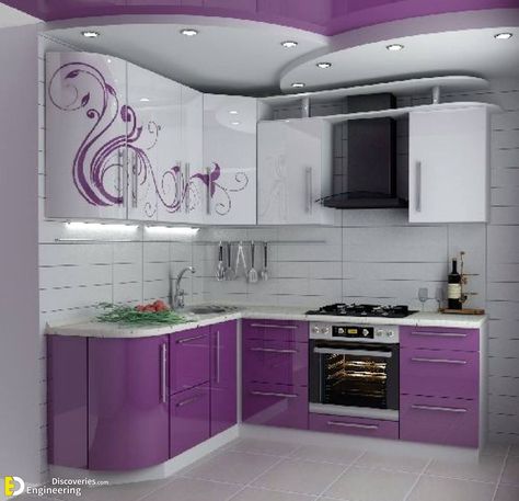 Purple Cabinets, Purple Kitchen, Kitchen Design Color, Kitchen Modular, Kitchen Cupboard Designs, Kabinet Dapur, Modern Kitchen Cabinet Design, Ceiling Design Living Room, Kitchen Decor Apartment