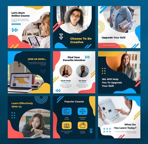 Online Course Instagram Post Templates PSD Instagram Educational Post Design, Education Instagram Post, School Instagram Post, Dental Ads, Instagram Course, Instagram Graphic Design, Education Templates, Photoshop Design Ideas, Instagram Graphic