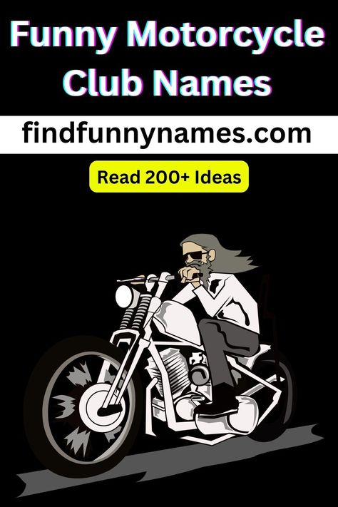 Funny Motorcycle Club Names 🏍️😂Looking for some hilariously creative motorcycle club names? Look no further! We've got you covered with a list of funny motorcycle club names that will make you laugh out loud. Get ready to rev up the humor and share these hilarious names with fellow motorcycle enthusiasts. #FunnyMotorcycleClubNames #HilariousWordplay #LaughOutLoud #FunnyBikerGang #AmusingMotorcycleClub Easter Jokes, Motorcycle Humor, Motorcycle Gang, Funny Motorcycle, Stunt Bike, 40th Birthday Funny, Biker Gang, Classic Names, Motorcycle Club