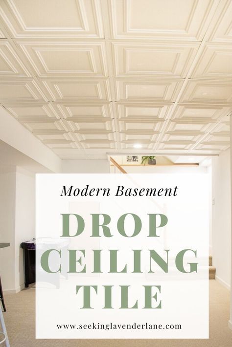 Basement Drop Ceiling, Drop Ceiling Makeover, Drop Ceiling Basement, Drop Down Ceiling, Basement Decoration, Ceiling Options, Drop Ceiling Tiles, Modern Basement, Decorative Ceiling Tile