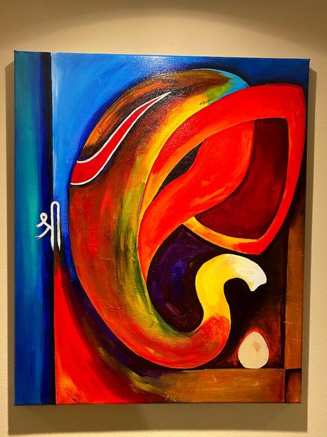 Hindu God Painting, Ganesha Acrylic Painting, Arte Ganesha, Canvas Painting Wall Decor, God Painting, Modern Indian Art, Ganesh Art Paintings, Wall Decor Abstract, Lord Ganesha Paintings