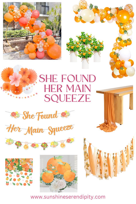 I love love love the various citrus theme parties for brides! This would be such a cute bachelorette or bridal shower theme for 2024 and beyond. All of these finds are super affordable and have fast shipping on Amazon!  #affiliate   citrus bridal shower, orange party decor, she found her main squeeze, bachelorette 2024, bridal shower 2024, cute bridal shower themes, citrus theme party Citrus Bachelorette, Main Squeeze Bridal Shower Orange, She Found Her Main Squeeze Bachelorette, Fruit Themed Bridal Shower Ideas, Orange Themed Bridal Shower Ideas, Main Squeeze Bachelorette Party, Orange Bachelorette Party, Found Her Main Squeeze, Main Squeeze Bridal Shower Theme Orange