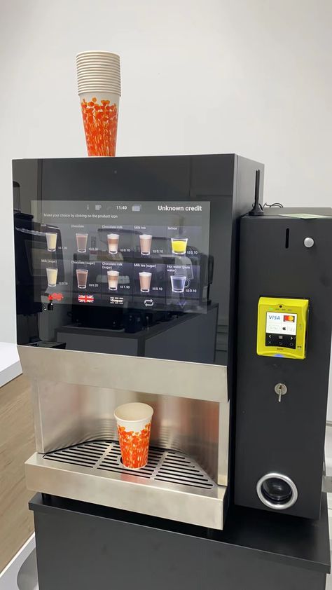 Coffee Bar Machine, Boba Machine, Starbucks Machine, Illy Coffee Machine, School Cafe, Illy Coffee, Coffee Vending Machines, Coffee Stand, School Hallways