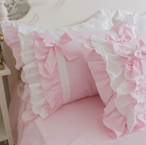 Pink Bedding Set, Ruffle Duvet Cover, Decoration Shabby, Shabby Chic Pillows, Ruffle Pillow, Shabby Chic Room, Chic Bedding, Bantal Sofa, Shabby Chic Bedding