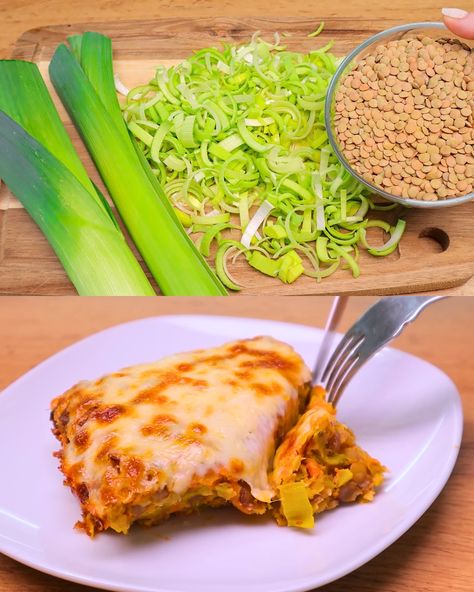 Green Lentil and Leek Vegetable Casserole Recipe - Greenku Recipes Leek Vegetable, Lentil Casserole, Easy White Bread Recipe, Green Lentil, Vegetable Casserole Recipes, White Bread Recipe, Vegetable Casserole, Dairy Free Cheese, Green Lentils