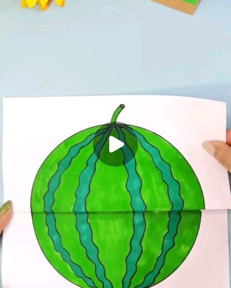 How To Draw A Watermelon, Peach Drawing Cute, Easy Food Drawings, Watermelon Drawing, Baby Staff, Easy Doodle, Cute Watermelon, Handmade Paper Crafts, Watermelon Slices