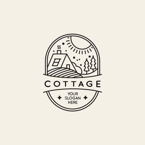 Logo With House Graphic Design, Cottage Branding Design, Roofing Logo Design, Different Logo Styles, Logos With Mountains, Cozy Logo Design, Cottage Branding, House Graphic Design, Apartment Logo