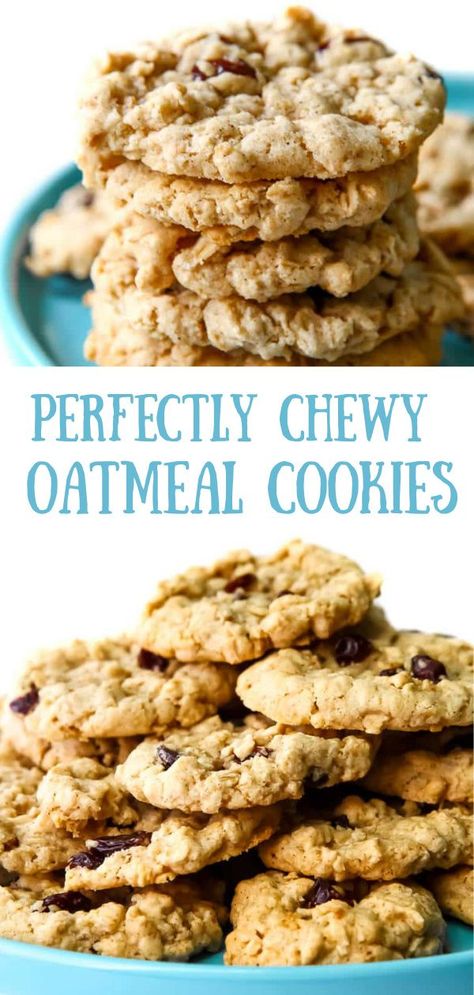 This is the best vegan oatmeal cookie recipe ever! Perfectly soft and chewy with the classic taste of oatmeal and brown sugar. You can add raisins, chocolate chips, craisins, or nuts to make any type of oatmeal cookies you want. This also makes the most delicious cookie dough ever and, since there are no eggs, feel free to eat it up! Eggless Oatmeal Raisin Cookies, Best Chewy Oatmeal Cookies, Oatmeal Cookies No Eggs, Eggless Oatmeal Cookies, Vegan Oatmeal Raisin Cookies, Sugar Free Oatmeal, Soft Oatmeal Cookies, Vegan Oatmeal Cookies, Chewy Oatmeal Cookies