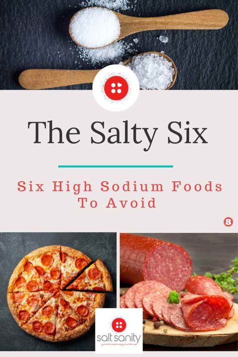 Foods high in sodium can be bad for your heart and your overall health. Learn all about the salty six foods to avoid to reduce sodium. High Salt Foods, Low Salt Snacks, Foods High In Sodium, Easy Low Sodium Recipes, Low Sodium Recipes Heart, Sodium Foods, Low Sodium Snacks, High Sodium Foods, Low Salt Recipes