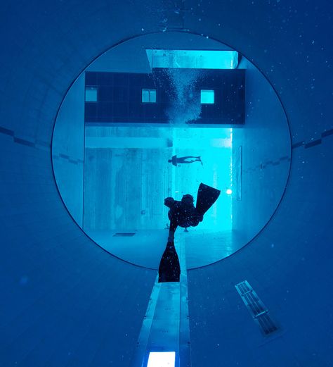 Y40 Deep Joy – the World's Deepest Pool - http://designyoutrust.com/2014/10/y40-deep-joy-the-worlds-deepest-pool/ Deepest Swimming Pool, Scuba Diving Bucket List, Deep Pool, Underwater Ruins, Diving Pool, Dove Painting, Deep Diving, Oil Platform, Shark Diving