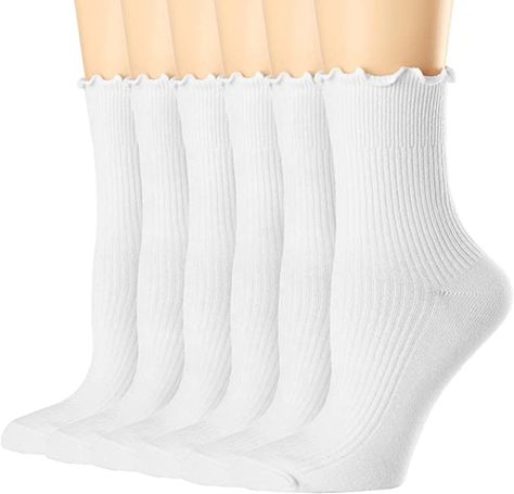 These socks come in a pack of 6 for $12! They also come in variety color packs of 6 with 20 options to choose from Socks Ruffle, Long White Socks, Frilly Socks, Ugg Tasman Slippers, Ruffled Socks, Womens Socks, Ankle Socks Women, Comfortable Socks, Lace Socks