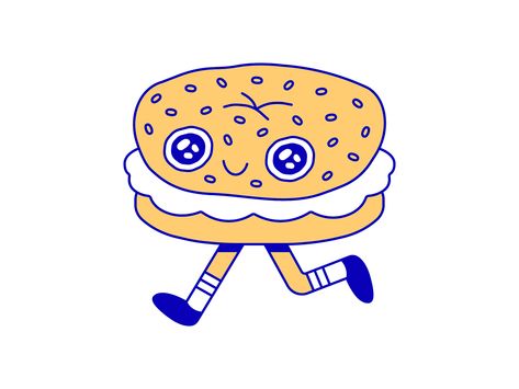 Bagel and Cream Cheese by Damian Orellana on Dribbble Project Disings, Bagel Drawing, Bagel Cartoon, Bagel Shop Logo, Bagel Graphic Design, Cheese Graphic Design, Bagel Illustration, Cute Bagel, Bagel With Cream Cheese Aesthetic