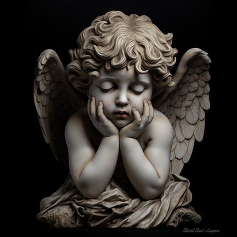 Angel Tattoo Ideas, Angel Sculpture Art, Cherub Art, Holy Spirit Tattoo, Angel Statues Sculpture, Cherub Tattoo, Cherub Sculpture, Winning Tattoo, Spirit Tattoo