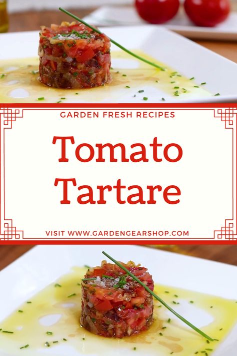 Tomato Tartare Recipe >>  VISIT LINK TO LEARN MORE @GardenGearShop.com << #gardengearshop #garden #gardening #plant #plants Tomato Tartare, Resep Vegan, Tartare Recipe, Vegan Appetizers, Sunday Roast, Tomato Recipes, Veggie Dishes, Food Presentation, Food Plating