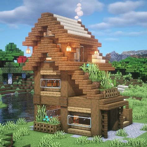 ExecutiveTree - Minecraft auf Instagram: „Minecraft: One Chunk House . A small, compact house that fits in one chunk, has enchanting on the first floor, storage on the second, and a…“ One Chunk Minecraft House, Casas De Minecraft Ideas, Whimsical Minecraft, Minecraft Street Lamp, Minecraft Lamp, Minecraft Movie, Aesthetic Minecraft Builds, Medieval Street, Modern Minecraft