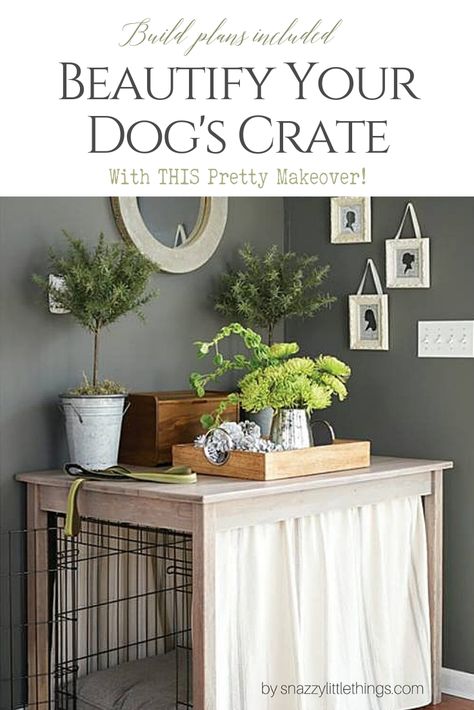 17 DIY Dog Crate & Kennel Ideas Your Pup Will Surely Love Dog Crate Hack, Tension Rod Curtains, Dog Crate Table, Crate End Tables, Diy Dog Crate, Table Build, Dog Crate Cover, Crate Table, Crate Diy