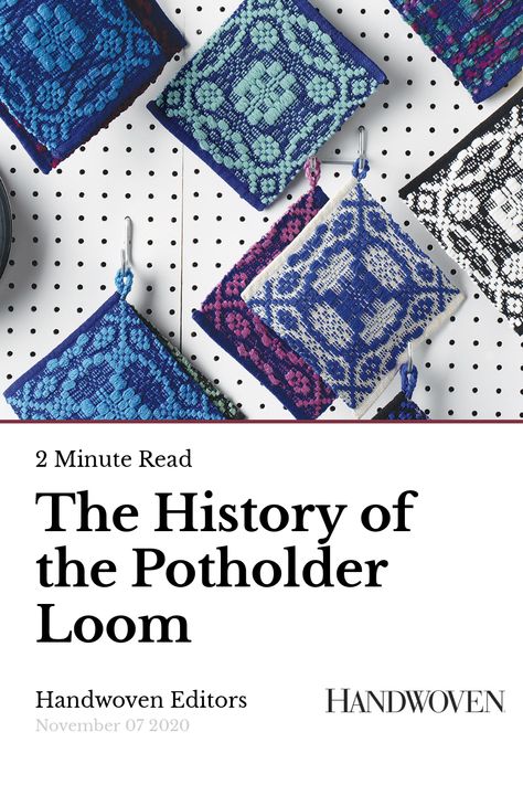 Playing with potholder looms is serious play, play that can teach you about weaving, color, and design. Loom Potholder Patterns Tutorials, Potholder Loom With Yarn, Pot Holders Loom Patterns, Diy Potholder Loom, Pin Loom Patterns, Potholder Loom Projects, Potholder Loom Patterns Free, Ceramic Loom, Potholder Loom Patterns