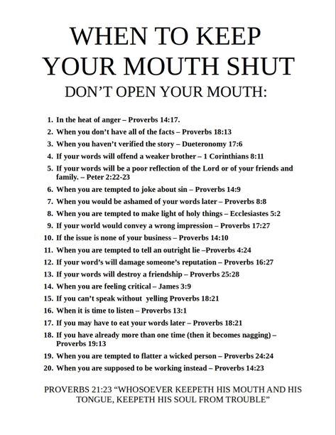 When to keep your mouth shut – Proverbs 31 Wanna-be Keep Your Mouth Shut, Ayat Alkitab, Bible Facts, Prayer Scriptures, Scripture Study, Bible Knowledge, Inspirational Prayers, Bible Prayers, Proverbs 31