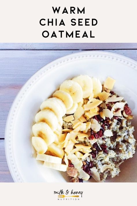 Customize the perfect breakfast with this chia seed oatmeal. Add the toppings you want to make it great! Chia Seeds And Oatmeal, Hot Oatmeal With Chia Seeds, Oatmeal With Chia Seeds Recipes, Oatmeal And Chia Seed Recipes, Chia Seeds In Oatmeal, Chia Seeds Oatmeal, Chia Seed And Oatmeal Recipes, Oatmeal Chia Seed Recipes, Chia Seed Oatmeal Recipes