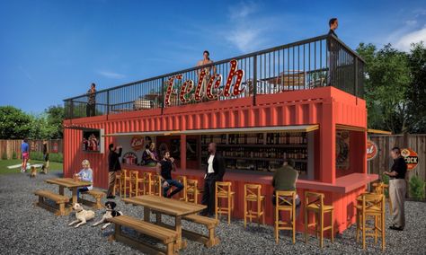 Shipping Container Restaurant, Shipping Container Cafe, Container Coffee Shop, Container Home Designs, Container Restaurant, Container Cafe, Outdoor Restaurant Design, Container Bar, Food Park