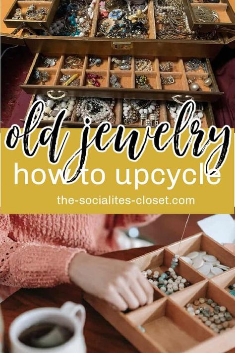 Wondering what to do with old jewelry? Check out these tips for using old costume jewelry in ways you may not have thought of.Posts may be sponsored. This post contains affiliate links, which means I will make a commission at no extra cost to you should you click through and make a purchase. As an Amazon Associate I earn from qualifying purchases. What to Do With Old Jewelry Old, worn-out or simply out-of-fashion costume jewelry doesn’t have to end up in the trash. Many of us have t… Broken Jewelry Crafts Upcycling, Junk Jewelry Crafts Diy Projects, Upcycled Jewelry Diy, Vintage Jewellery Crafts, Old Costume, Old Jewelry Crafts, Costume Jewelry Crafts, Upcycled Vintage Jewelry, Vintage Jewelry Repurposed