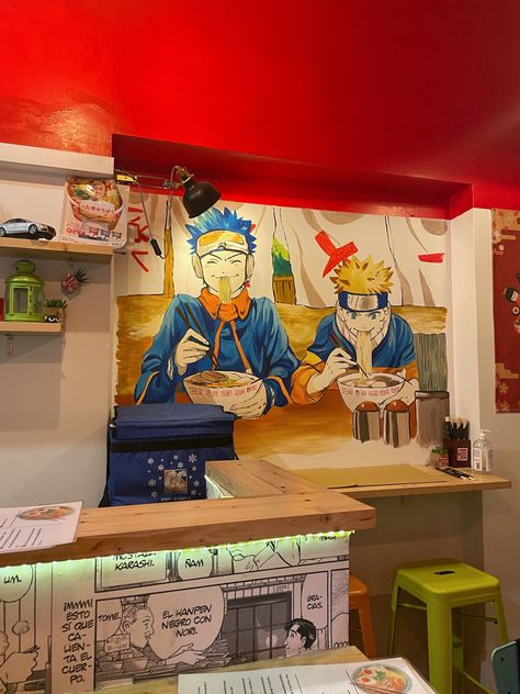 Small Japanese Ramen Shop, Naruto Bowl, Naruto Ramen Shop, Naruto Food, Anime Restaurant, Izakaya Bar, Real Ramen, Naruto Ramen, Pretty Characters