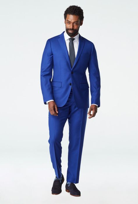 Classic, versatile and reliable - the Hemsworth is your tried-and-true blue suit. This solid-colored number in pure premium wool stands up to whatever the daily hustle throws at you. Colorful Suits, Colored Suits, African Gods, Bright Blue Suit, Herbalife Diet, Custom Suits Men, Suit Colors, Santorini Blue, Blue Suit Men