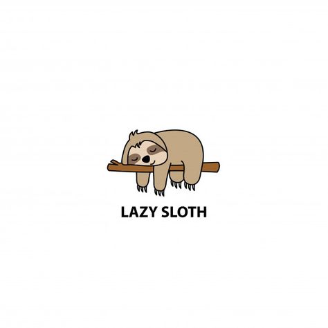 Lazy sloth sleeping on a branch cartoon Premium Vector | Premium Vector #Freepik #vector #background #logo #baby #icon Lazy Tattoo, Sloth Logo, Sloth Graphic, Cute Sloth Pictures, Sloth Cartoon, Sloth Drawing, Lazy Animals, Sloth Tattoo, Sloth Sleeping