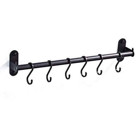 PRICES MAY VARY. High-quality Material: The pan rack is made of stainless steel, quitely solid, durable, rust-proof and easily cleaning. Rail's smooth surface and Rubber rings inserted into the hooks make them move freely and avoid scratch; Multifunction: pot rack, pan rack, cup hanger, lip holder, Spoon rest, towel rack.Well made, good finish, plenty solid to hold including cast iron Space Saving: Thanks to 's versatile and flexible design, holds a wide variety of items, for small kitchen, apar Hanging Rail Kitchen, Pot Cabinet, Kitchen Hanger, Hardware Organizer, Bar Utensils, Kitchen Rails, Pot Organization, Shelf Hardware, Pot Rack Hanging