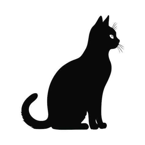 Black cat silhouette vector illustration | Premium Vector #Freepik #vector #black #flat #design #illustration Black Cat Vector, Cat Vector Illustration, Black Cat Silhouette, Flat Design Illustration, Cat Vector, Cat Silhouette, Black Cats, Cat Drawing, Flat Design