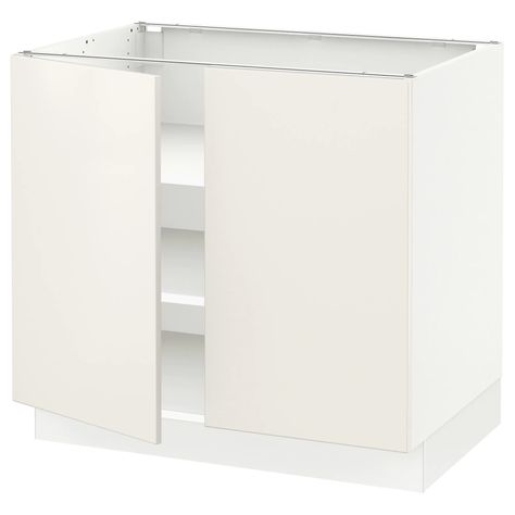 SEKTION Base cabinet with shelves/2 doors, white, Veddinge white, 36x24x30" - IKEA Ikea Canada, Sektion Kitchen, Movable Shelf, Cabinet With Shelves, Kitchen System, Ikea Home, Kitchen Installation, Home Planner, Base Cabinet