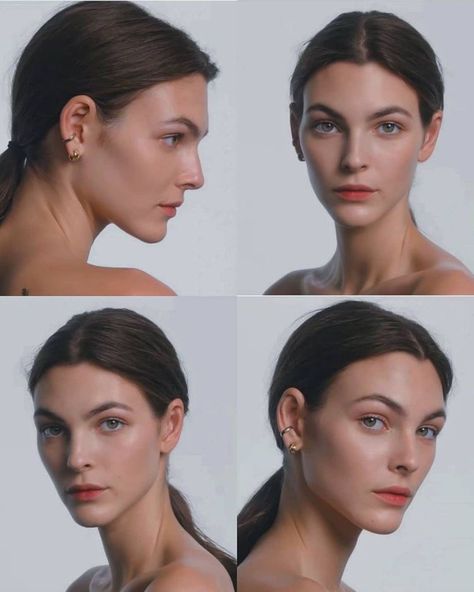 Head Female Reference, Face Study Reference Drawing, Head Angles Reference Photo, Head Study Reference, Head Angles Reference, Head Angles, Head Anatomy, Vittoria Ceretti, Face Angles