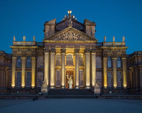 Night of Heritage Light - Blenheim Palace, Oxfordshire. "Right Light, Right Place, Right Time" ™   #dpalighting #lightingdesign #blenheimpalace #facadelighting #historical #facade #heritagelight #projection #art #columnlighting #shadows #details #creativelight #darcawardswinner2016 #lightingdesignawardswinner2016 Historic Lighting, Classical Facade, Lighting House, Right Place Right Time, Lighting Architecture, Palace Architecture, Arch Light, Classic Facade, Architectural Lighting Design