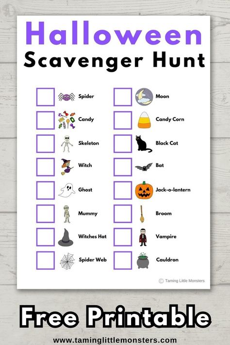 Halloween Scavenger Hunt for Kids (Free Printable). Grab your copy of this free printable game for kids. Preschool Halloween Scavenger Hunt Free, Halloween Games Preschoolers, Halloween Picture Scavenger Hunt, Monster Scavenger Hunt, Halloween Scavenger Hunt For Kids Free Printables, Halloween Scavenger Hunt For Kids Free, Halloween Seek And Find Printable, Halloween I Spy Printable Free, Ghost Games For Kids