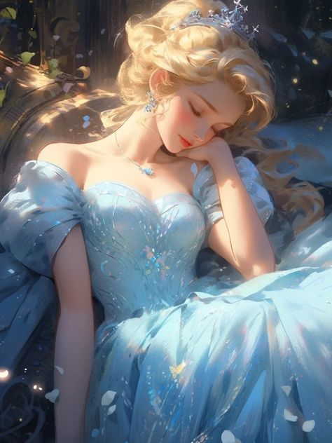 Cinderella Digital Art, Princess Aesthetic Art, Blonde Princess Art, Cinderella Fanart, Cinderella Anime, Cinderella Aesthetic, Disney Princess Artwork, Anime Show, Boho Art Drawings