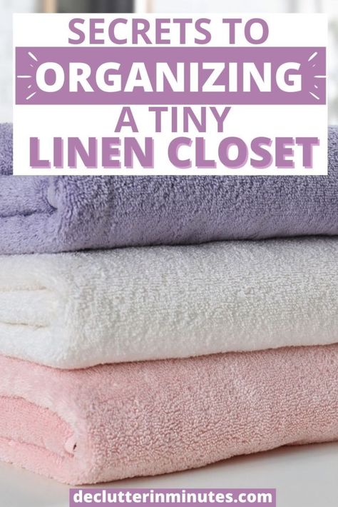 Tiny Linen Closet, Organize A Linen Closet, Organized Linen Closet, Linen Closet Shelves, Organize Bathroom, Closet Tips, Closet Organization Tips, Bathroom Organizing, Organizing Linens