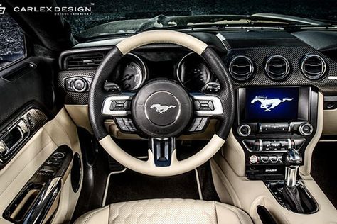 Carlex Design Gives The Mustang GT A Luxury Makeover. Carlex has transformed the Mustang into a premium sports car. Mustang Gt Interior, Ford Mustang Interior, Affordable Sports Cars, Mustang Interior, Mustang Girl, Mustang Wallpaper, Mustang Gt500, Custom Car Interior, 2015 Mustang