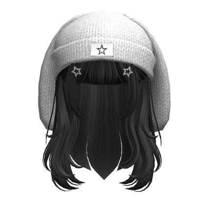 Hair With Hat, Books And Pens Photography, Bunny Beanie, Cute Black Shirts, Cute Tshirt Designs, Y2k Hair, Free T Shirt Design, Roblox T Shirts, Black Hair Roblox