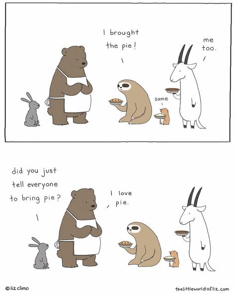 New Cute And Fun Illustrations Showing Strange Situations From The Animal World Liz Climo Comics, Liz Climo, Funny Animal Comics, Wholesome Memes, Cute Comics, Images Gif, Animal Memes, Comic Strip, Funny Comics