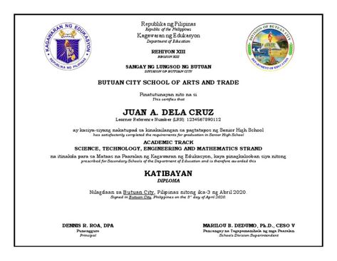 Diploma High School, Medical Certificate Format For Student, Retirement Certificate, 2x2 Picture Id, Free High School Diploma, High School Diploma Certificate, Butuan City, Most Improved Student Certificate, Probability Lessons