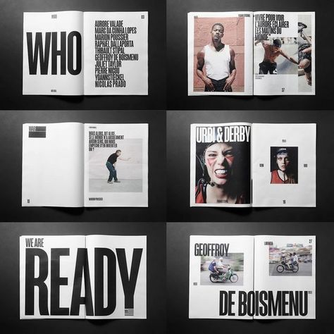 Magazine Layout Instagram, Creative Book Layout Design, Bold Editorial Design, Cool Magazine Layouts, Magazine Index Design, Photozine Ideas, Zine Cover Ideas, Tabloid Layout Design, Photo Layout Ideas