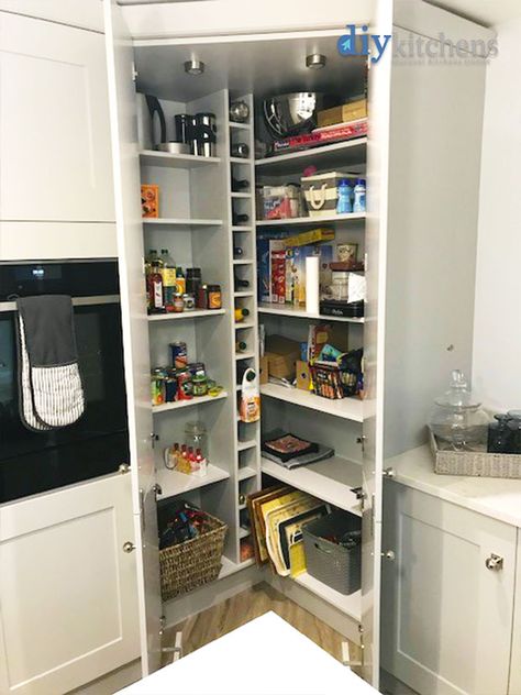 Walk-in larder plinth requirements - DIY Kitchens - Advice Larder Kitchen, Walk In Larder, Kitchen Larder Units, Open Plan Kitchen Diner, Kitchen Larder, Larder Unit, Diy Kitchens, Corner Pantry, Kitchen Cupboard Designs