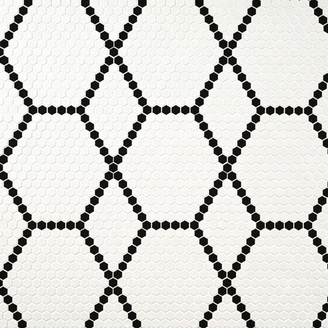 Hive Pattern 12" x 12" Matte Porcelain Mosaic Floor and Wall Tile Contemporary Design Style, Penny Tile, Pattern Tile, Porcelain Mosaic Tile, Black Tiles, Porcelain Floor, Hexagon Tiles, Mosaic Flooring, Bathroom Floor Tiles