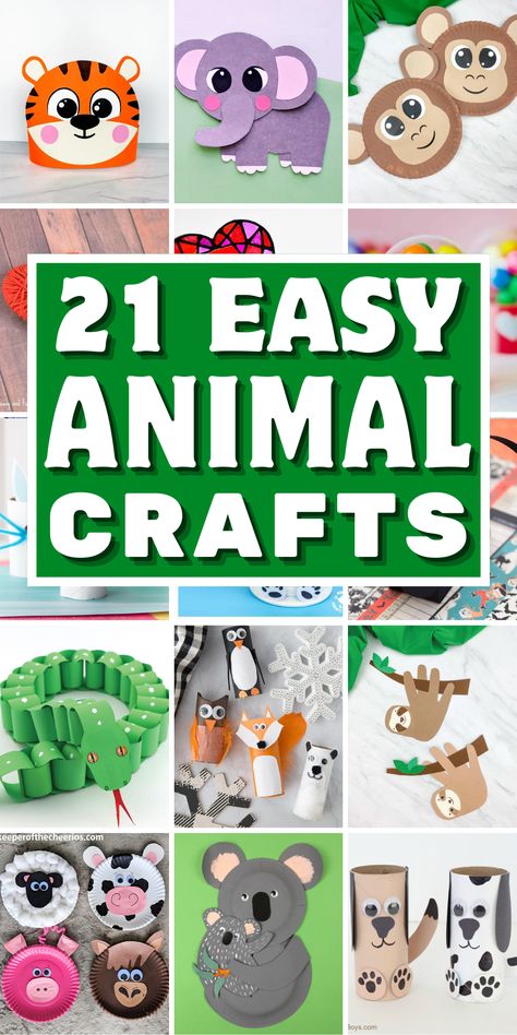 Looking for fun and easy animal crafts for kids and preschoolers? Discover a variety of DIY craft ideas like paper plate crafts, handprint crafts, and felt crafts. Explore the world of farms, zoos, jungles, and forest animal crafts with our exciting craft ideas. Let your little ones unleash their creativity with these easy and cute craft projects. Start your safari-themed adventure today with our collection of paper animal crafts. Animal Construction Paper Crafts, World Wildlife Day Crafts For Kids, Animal Crafts Preschool Easy, Foam Animals Crafts, Easy Zoo Crafts For Preschoolers, Animal Crafts For 1st Grade, Wild Animal Art And Craft For Preschool, Animal Creative Activities, Animal Classroom Activities