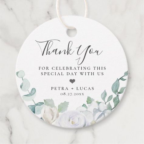 $14.35 | Dusty Sage Botanical Wedding Thank You #watercolor, greenery, boho, pretty, foliage, rustic, trendy, dusty sage, silver sage, floral Thank You Tags For Favors, Wedding Guest Gifts Party Favors, Green Wedding Favors, Thank You Card Design, Dusty Sage, Sage Wedding, Wedding Gift Tags, Watercolor Greenery, Sage Green Wedding