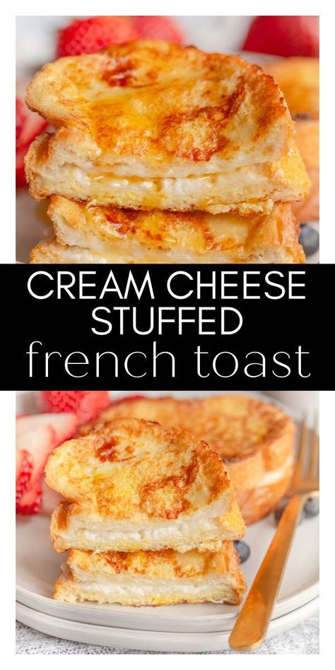 Easy Stuffed French Toast, Cream Cheese Stuffed French Toast, French Toast Sandwich, French Toast Pancakes, Stuffed French Toast Cream Cheese, Stuffed French Toast, French Toast Breakfast, Breakfast Recipes Sweet, Breakfast Sweets